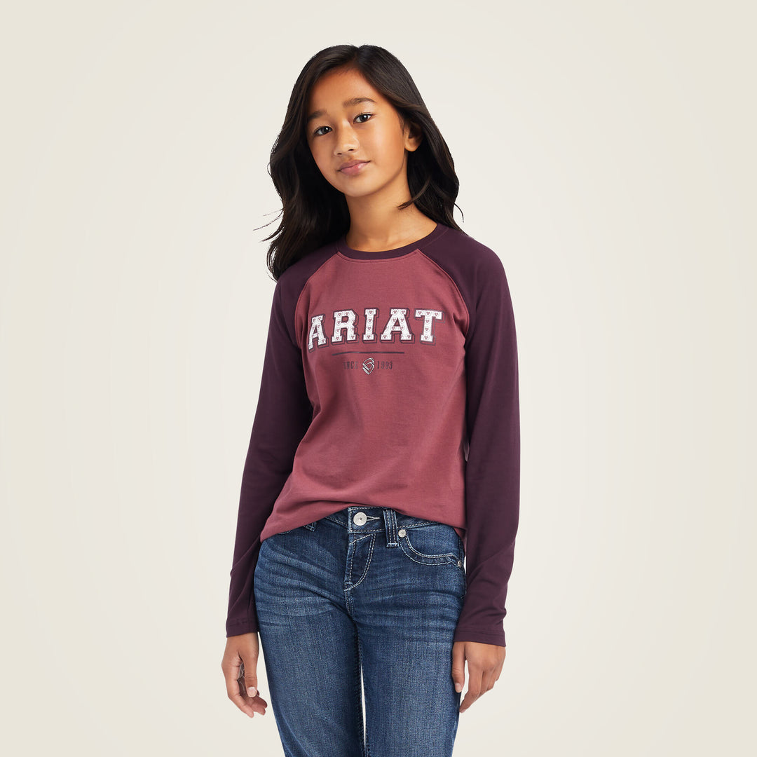 Ariat Kids Varsity T-Shirt Mulberry/Nostalgia Rose